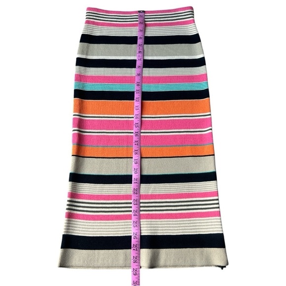 Tracy Reese Multicolored Slim Striped Pull On Pencil Skirt Zippered Slit, Small - Picture 10 of 12